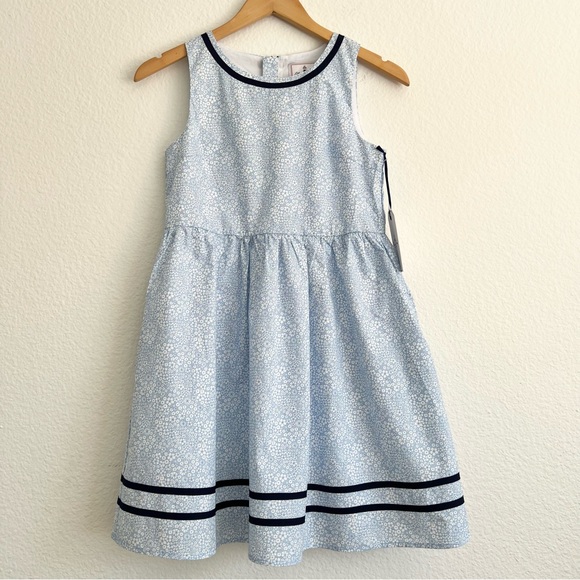 Classic Prep Other - Classic Prep Girls Light Blue Floral Dress with Navy Trim